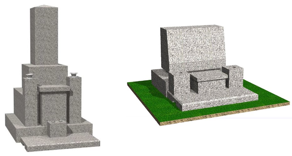 神徒、神道用のお墓です。洋型、和形など様々なスタイルの墓石があります。